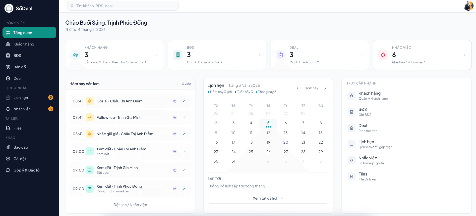 Giao diện tổng quan SổDeal trên máy tính